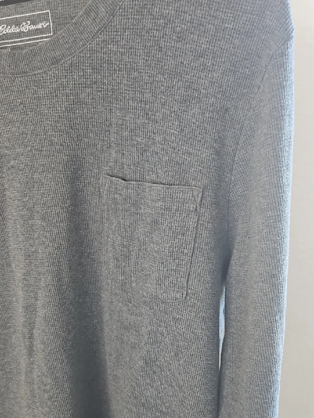 Eddie Bauer Men's Crewneck Waffle Knit Long-Sleeve Sweater - Gray XL - Picture 2 of 5